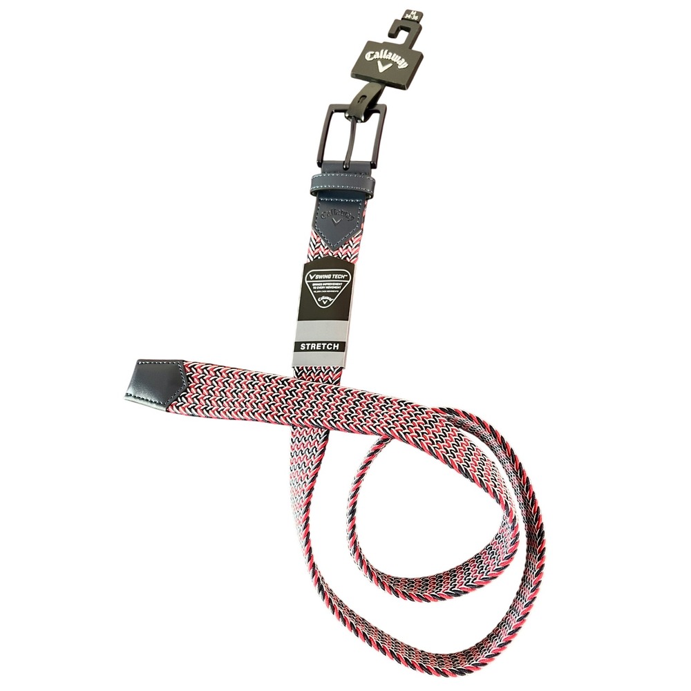 Callaway Mens Swing Tech Braided Stretch Golf Belt Red Navy Blue White M 34-36
